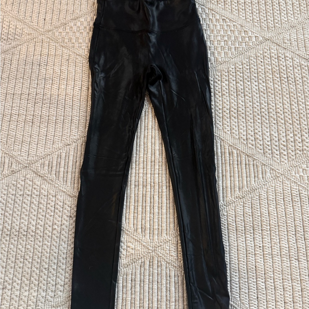 SPANX Sleek Black Faux Leather Tights